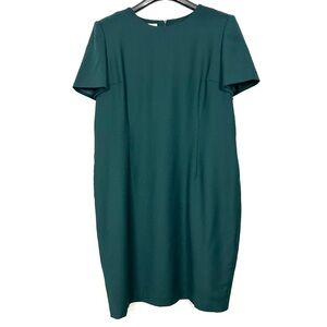 Talbots 100% Wool Sheath Dress Women’s Size 20 Short Sleeves Knee Length Green